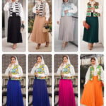 ست سه تکه وست ژاکارد فویلی شومیز مازراتی دامن کرپ فری‌سایز